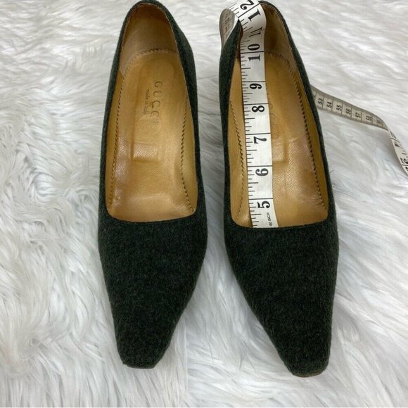 Gucci Women's Forest Green Quiet Luxury Wool Fabric Designer Pumps‎ EU 37/US 7 - Picture 12 of 15